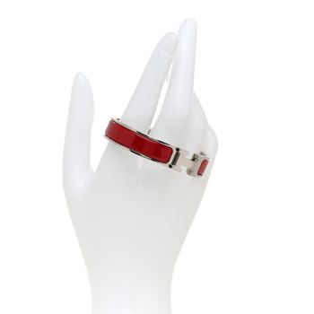 HERMES Enamel Narrow Clic Clac H Bracelet PM Rouge