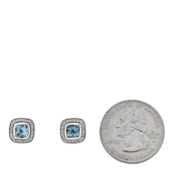 DAVID YURMAN Sterling Silver Diamond Blue Topaz 5mm Petite Albion Earrings