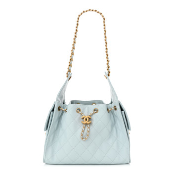 CHANEL Caviar Quilted Small Chanel 25 Handbag Light Blue