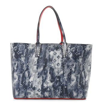 CHRISTIAN LOUBOUTIN Metallic Calfskin Tie Dye Spikes East West Cabata Tote Multicolor