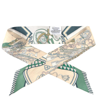 HERMES Silk Cliquetis Twilly Ciel White Menthol