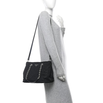 PRADA Nylon Tessuto Impuntu Quilted Tote Black