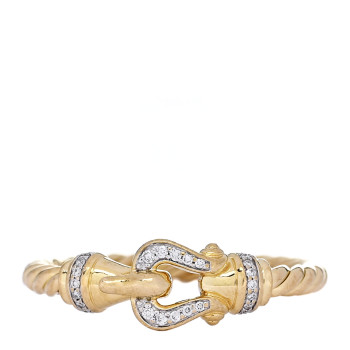 DAVID YURMAN 18K Yellow Gold Diamond Petite Buckle Cable Ring 53 6.5