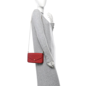LOUIS VUITTON Empreinte Pochette Felicie Chain Wallet Scarlet