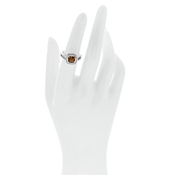 DAVID YURMAN Sterling Silver Diamond Citrine 7mm Petite Albion Ring 52 6