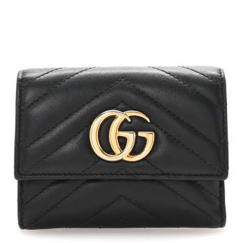 GUCCI Calfskin Matelasse GG Marmont Wallet Black