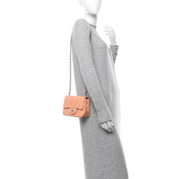 CHANEL Patent Quilted Mini Square Flap Pink