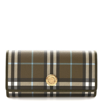 BURBERRY Halton Vintage Check Continental Wallet Olive Green