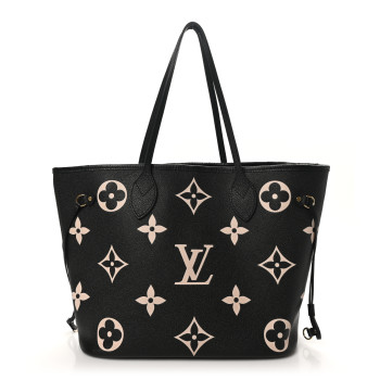 LOUIS VUITTON Empreinte Monogram Giant Neverfull MM Black Beige