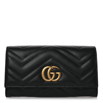 GUCCI Calfskin Matelasse GG Marmont Continental Wallet Black