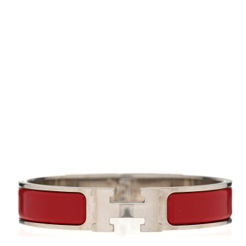 HERMES Enamel Narrow Clic Clac H Bracelet PM Rouge