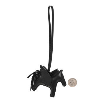 HERMES Milo Lambskin Grigri Rodeo Pegase Horse Bag Charm PM So Black