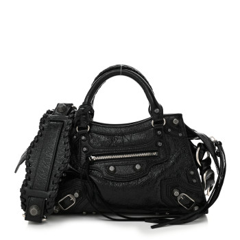 BALENCIAGA Agneau Arena Neo Cagole City Handbag XS Black