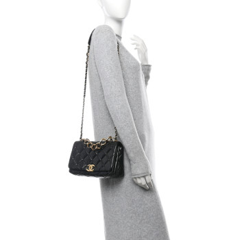 CHANEL Lambskin Quilted Medium Color Match Flap Black