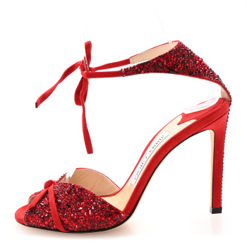 JIMMY CHOO Suede Crystal Talaya 100 Pumps 35.5 Red