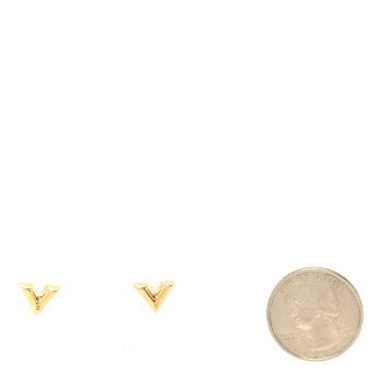 LOUIS VUITTON Brass Essential V Stud Earrings Gold
