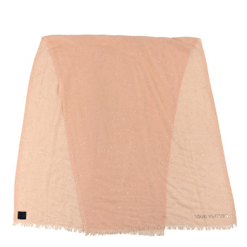 LOUIS VUITTON Cashmere Silk Sequin Scarf Pink
