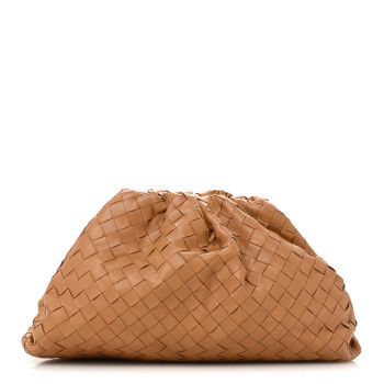BOTTEGA VENETA Nappa Maxi Intrecciato The Pouch Oversized Clutch Almond