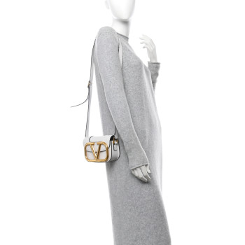 VALENTINO GARAVANI Calfskin Small Supervee Crossbody Bag Optic White