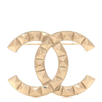 CHANEL Studded CC Pin Brooch Gold
