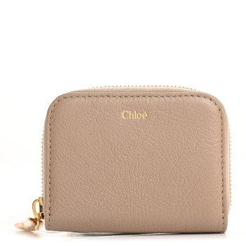 CHLOE Shiny Grained Calfskin Banana Zipped Coin Purse Boyish Brown