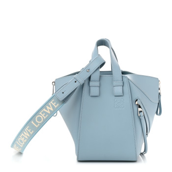 LOEWE Satin Calfskin Compact Hammock Shoulder Bag Dusty Blue