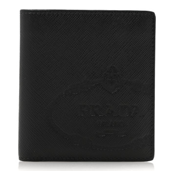 PRADA Saffiano Logo Bi-Fold Wallet Black