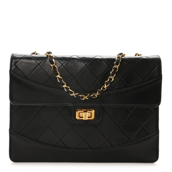 CHANEL Lambskin Quilted Medium Mademoiselle Single Flap Black