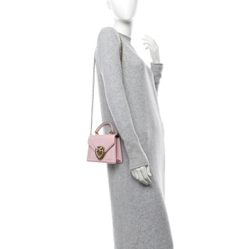 DOLCE & GABBANA Patent Small Devotion Envelope Top Handle Bag Pink