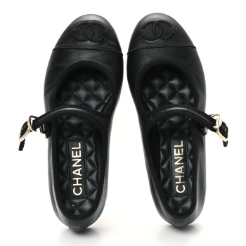 CHANEL Lambskin Mary Jane Flats 35 Black