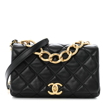 CHANEL Lambskin Quilted Medium Color Match Flap Black