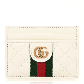 GUCCI Calfskin Web Stitched Ophidia Card Holder Off White