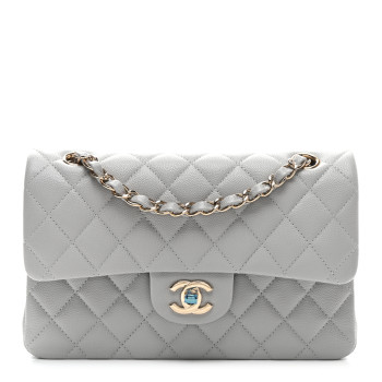 CHANEL Caviar Quilted Small Double Flap Grey