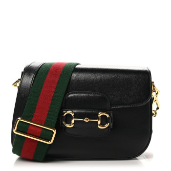 GUCCI Azalea Calfskin Web Mini Horsebit 1955 Shoulder Bag Black