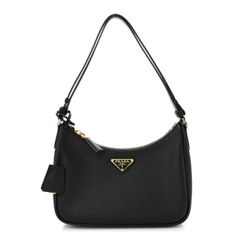 PRADA Saffiano Lux Mini Re-Edition Shoulder Bag Black