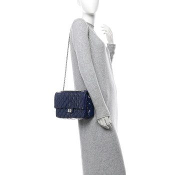 CHANEL Patent Quilted 2.55 Reissue 226 Flap Navy