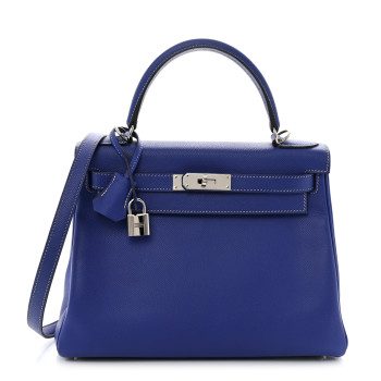 HERMES Epsom Candy Kelly Retourne 28  Bleu Electrique Mykonos