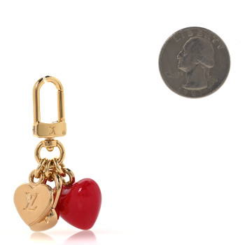 LOUIS VUITTON Micro Charms LV Heart Bag Charm Key Holder Gold Red