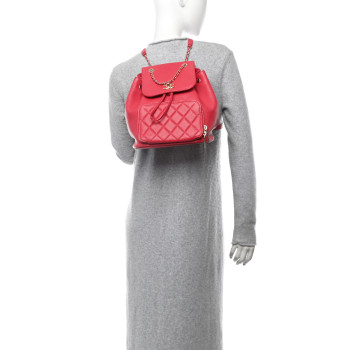 CHANEL Caviar Quilted Mini Business Affinity Backpack Dark Pink