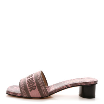 CHRISTIAN DIOR Canvas Toile De Jouy Embroidered Dway 35mm Slide Sandals 37 Quartz Grey