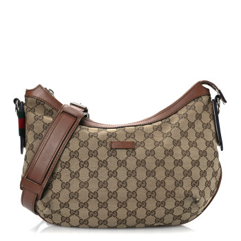 GUCCI Monogram Medium Half Moon Hobo Brown
