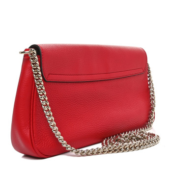 GUCCI Pebbled Calfskin Medium Soho Flap Crossbody Tabasco Red