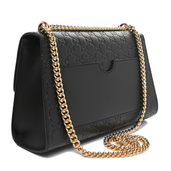 GUCCI Guccissima Medium Padlock Shoulder Bag Black