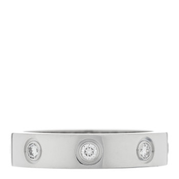 CARTIER 18K White Gold 8 Diamond 4mm LOVE Wedding Band Ring 48 4.5