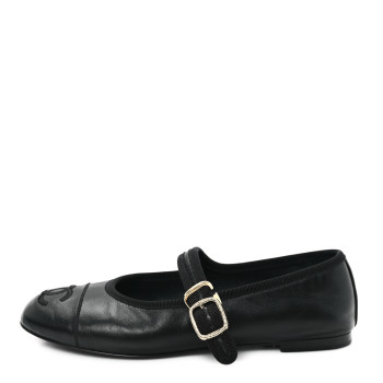 CHANEL Lambskin Mary Jane Flats 35 Black