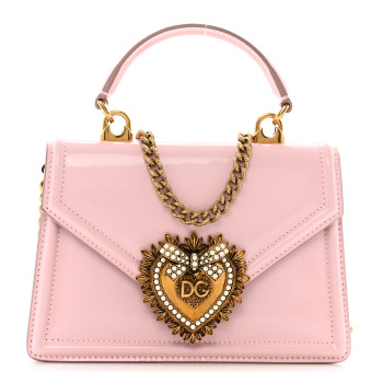 DOLCE & GABBANA Patent Small Devotion Envelope Top Handle Bag Pink