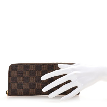 LOUIS VUITTON Damier Ebene Clemence Wallet Rose Ballerine