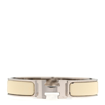 HERMES Enamel Narrow Clic Clac H Bracelet PM White