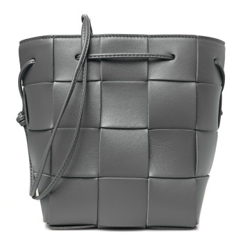 BOTTEGA VENETA Nappa Maxi Intrecciato Small Cassette Bucket Bag Thunder