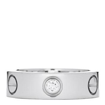 CARTIER 18K White Gold 3 Diamond 5.5mm LOVE Ring 50 5.25